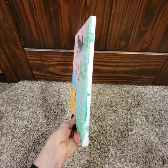 Abstract Canvas Art with Pink, Yellow, and Green Accents - Picture 6 of 10